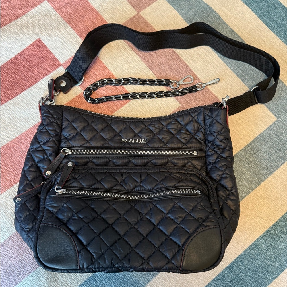 MZ Wallace Black Quilted Hobo Bag